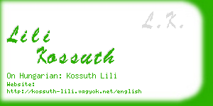 lili kossuth business card